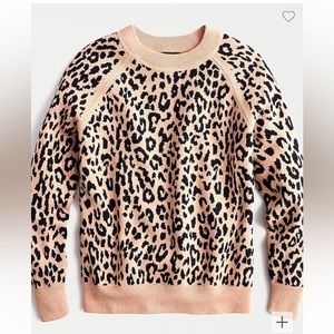 Boyfriend crewneck sweater in leopard-print Re-Imagined Wool
